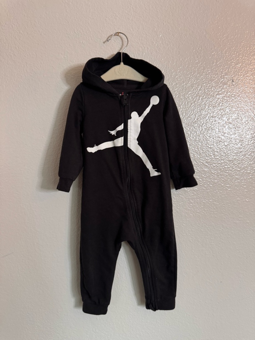 Jordan Black Hooded One-Piece with White Jumpman